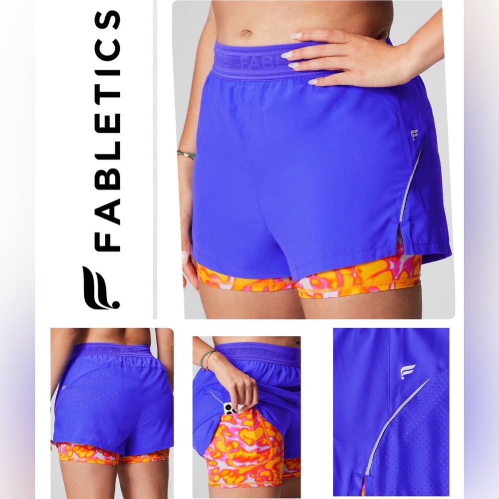 New With Tags NWT Fabletics Perforated Run 5" Short. Size Small.